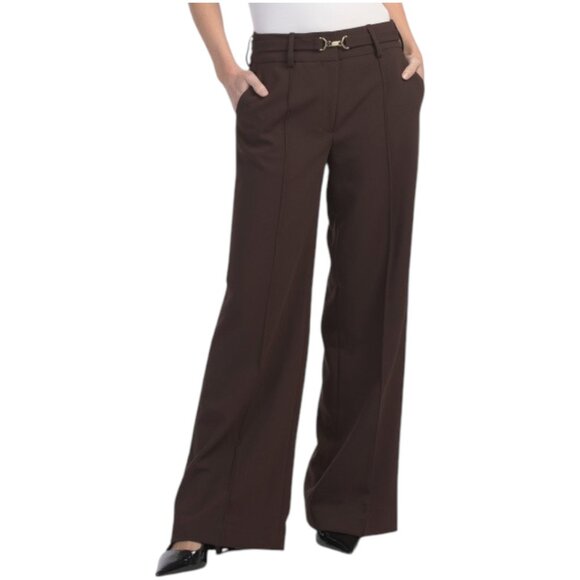 Elie Tahari Pants - ELIE TAHARI Fly Front Flare Pants With Novelty Chain Buckle & Side Slant Pockets